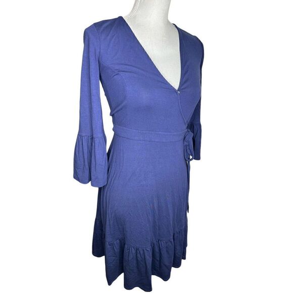Lilly Pulitzer "Misha" Navy Blue Rayon Wrap Dress Size XS Designer - Picture 2 of 5